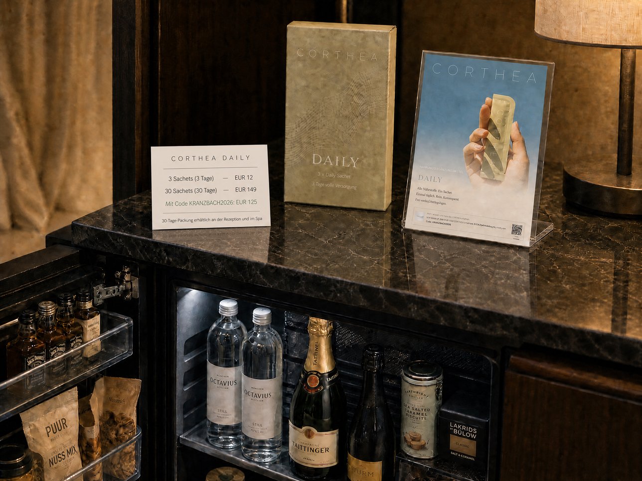 Minibar mit CORTHEA DAILY